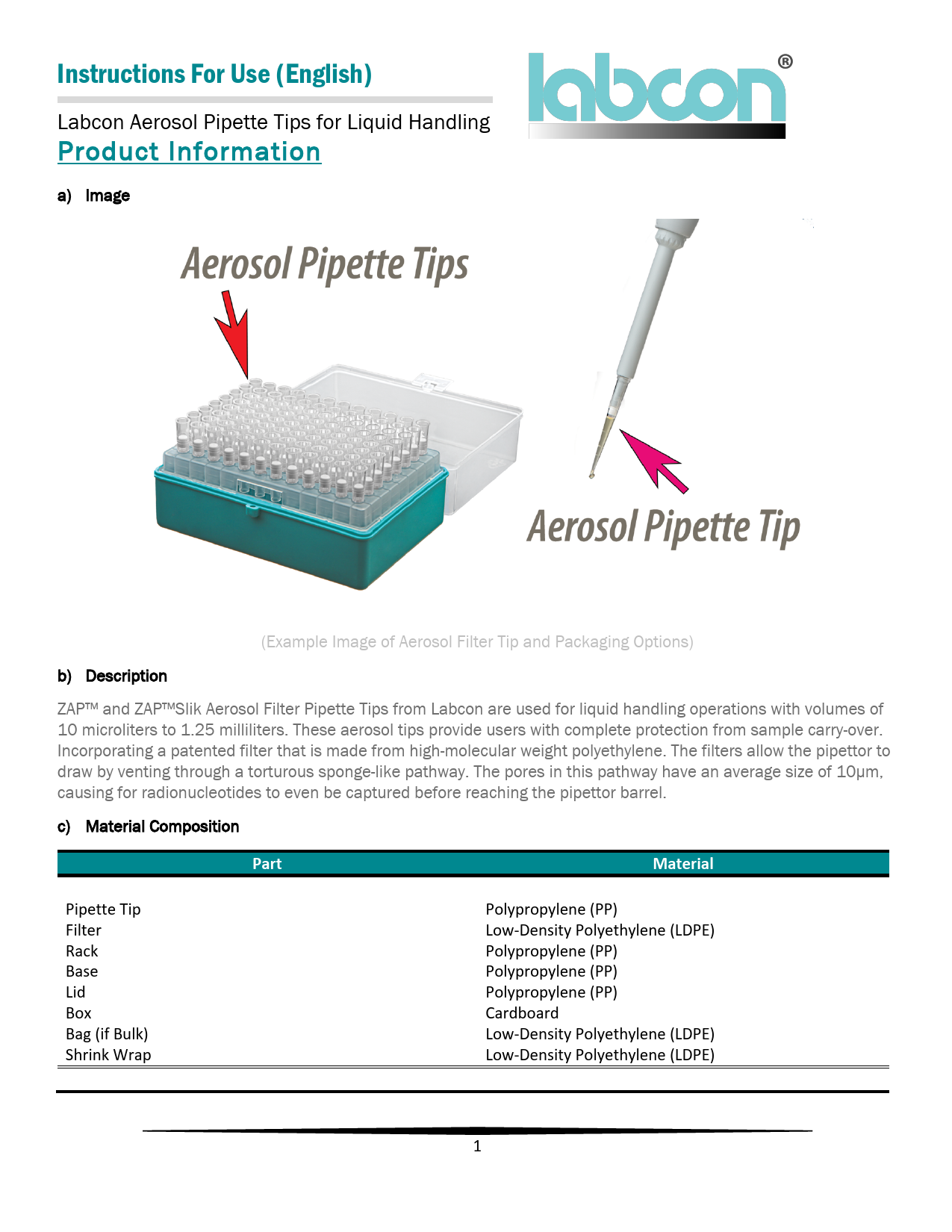 Labcon Aerosol Pipette Tips