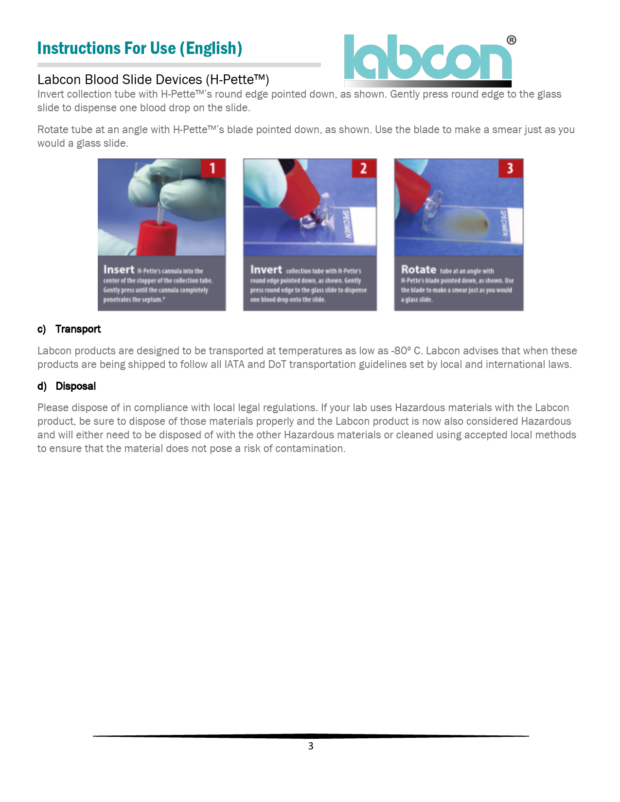 Labcon Blood Slide Devices